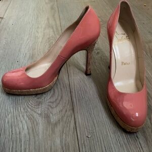 Christian Louboutin Pink Patent
Cork Heel Pumps Size 37 1/2
